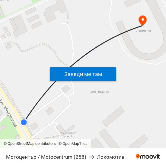 Мотоцентър / Motocentrum (258) to Локомотив map