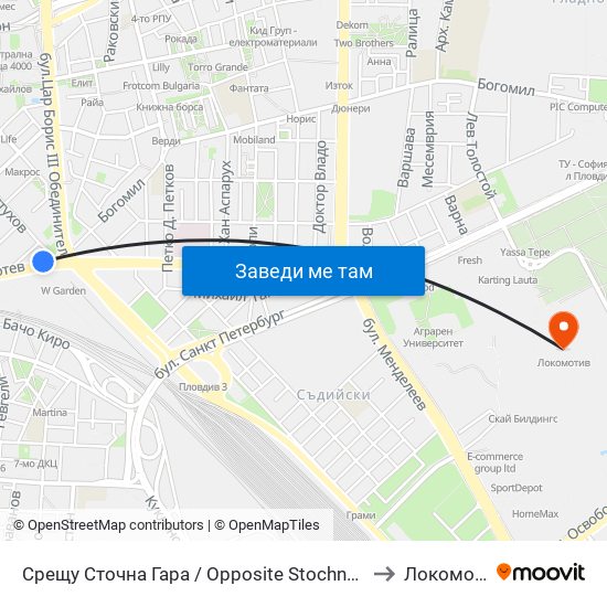 Срещу Сточна Гара / Opposite Stochna Gara (14) to Локомотив map