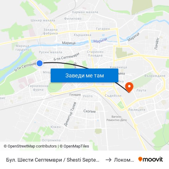 Бул. Шести Септември / Shesti Septemvri Blvd. (240) to Локомотив map