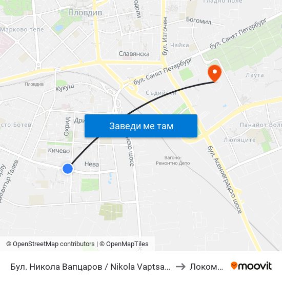 Бул. Никола Вапцаров / Nikola Vaptsarov Blvd. (68) to Локомотив map