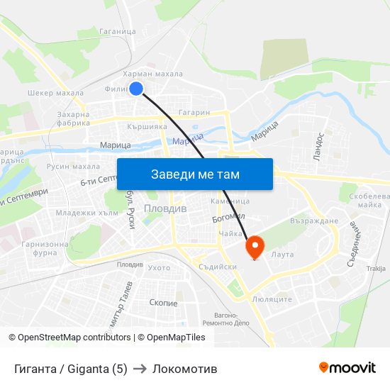 Гиганта / Giganta (5) to Локомотив map