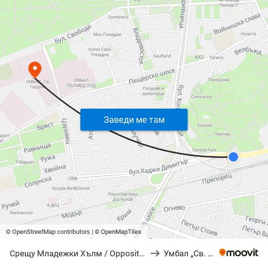 Срещу Младежки Хълм / Opposite Youth Hill (203) to Умбал „Св. Георги“ map