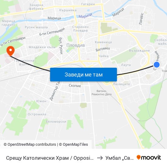 Срещу Католически Храм / Opposite Catholic Church (111) to Умбал „Св. Георги“ map