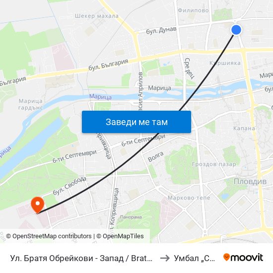 Ул. Братя Обрейкови - Запад / Bratya Obreykovi St. - West (7) to Умбал „Св. Георги“ map
