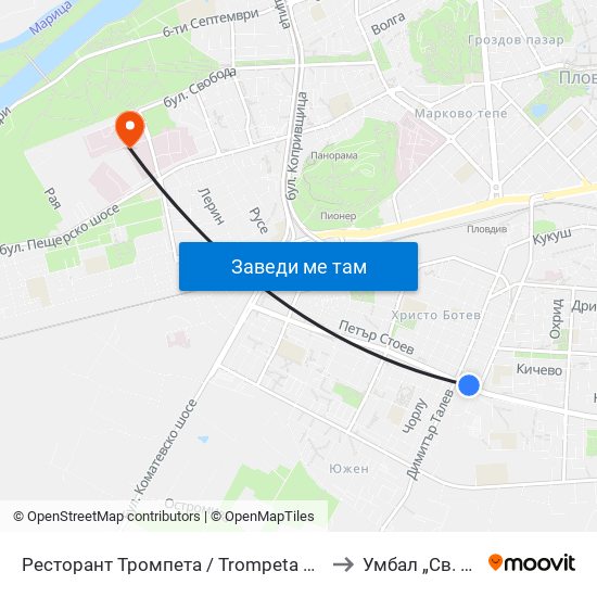 Ресторант Тромпета / Trompeta Restaurant (326) to Умбал „Св. Георги“ map