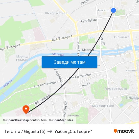 Гиганта / Giganta (5) to Умбал „Св. Георги“ map