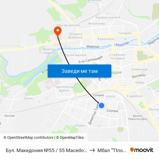 Бул. Македония №55 / 55 Macedonia Blvd. (41) to Мбал ""Пловдив"" map