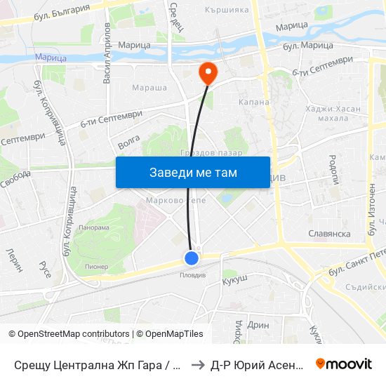 Срещу Централна Жп Гара / Opposite Central Railway Station (188) to Д-Р Юрий Асенов - Пластичен Хирург map