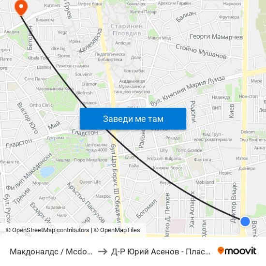 Макдоналдс / Mcdonalds (220) to Д-Р Юрий Асенов - Пластичен Хирург map