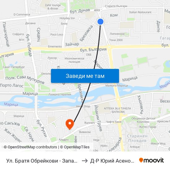 Ул. Братя Обрейкови - Запад / Bratya Obreykovi St. - West (7) to Д-Р Юрий Асенов - Пластичен Хирург map