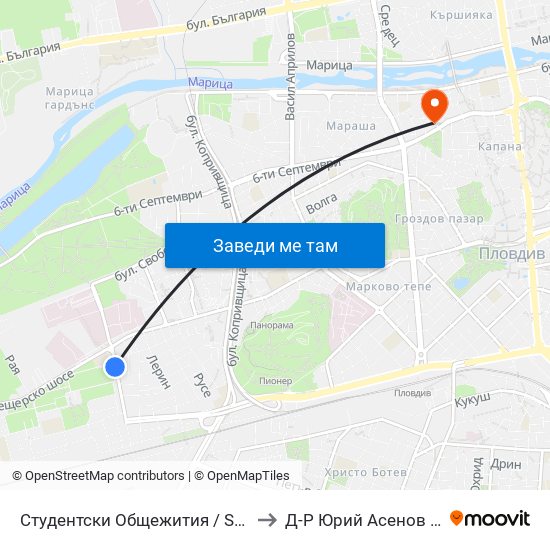 Студентски Общежития / Student Accommodation (389) to Д-Р Юрий Асенов - Пластичен Хирург map