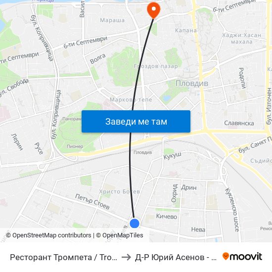 Ресторант Тромпета / Trompeta Restaurant (326) to Д-Р Юрий Асенов - Пластичен Хирург map