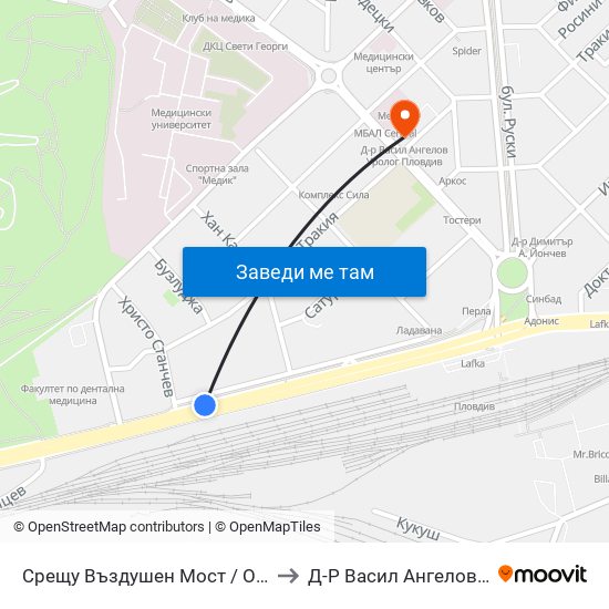 Срещу Въздушен Мост / Opposite Air Bridge (189) to Д-Р Васил Ангелов Уролог Пловдив map