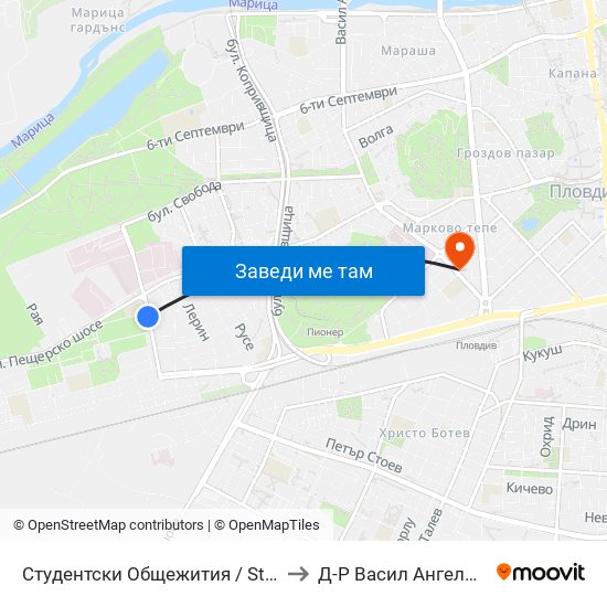 Студентски Общежития / Student Accommodation (389) to Д-Р Васил Ангелов Уролог Пловдив map