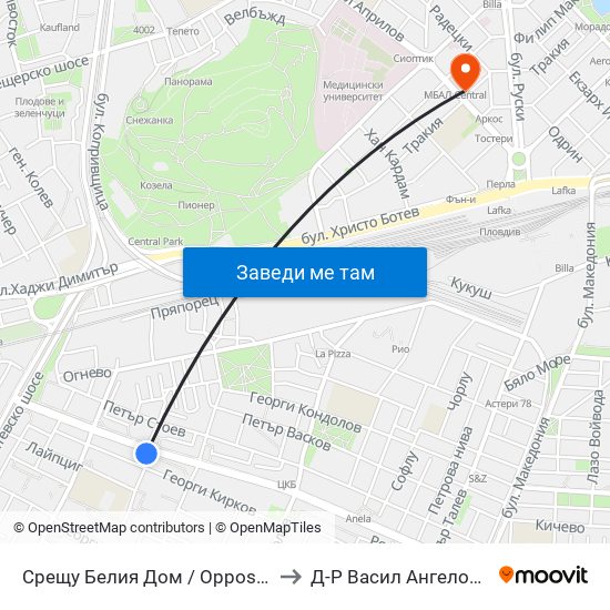 Срещу Белия Дом / Opposite the White House (192) to Д-Р Васил Ангелов Уролог Пловдив map