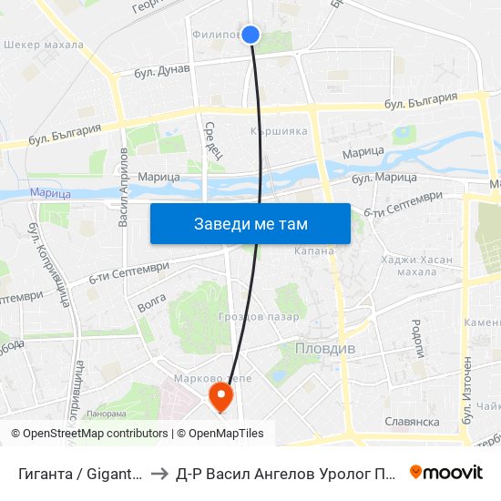 Гиганта / Giganta (5) to Д-Р Васил Ангелов Уролог Пловдив map