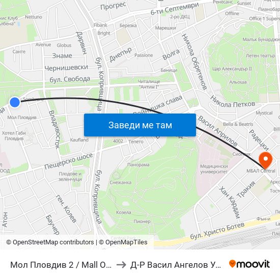 Мол Пловдив 2 / Mall Of Plovdiv 2 (316) to Д-Р Васил Ангелов Уролог Пловдив map