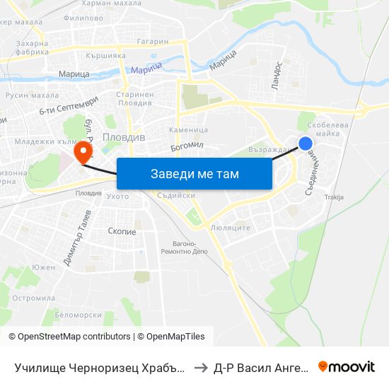Училище Черноризец Храбър / Chernorizets Hrabar School (333) to Д-Р Васил Ангелов Уролог Пловдив map