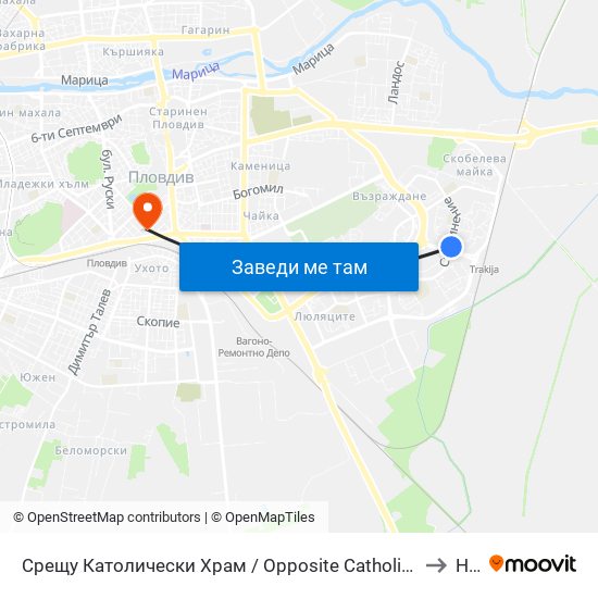 Срещу Католически Храм / Opposite Catholic Church (111) to Нбу map