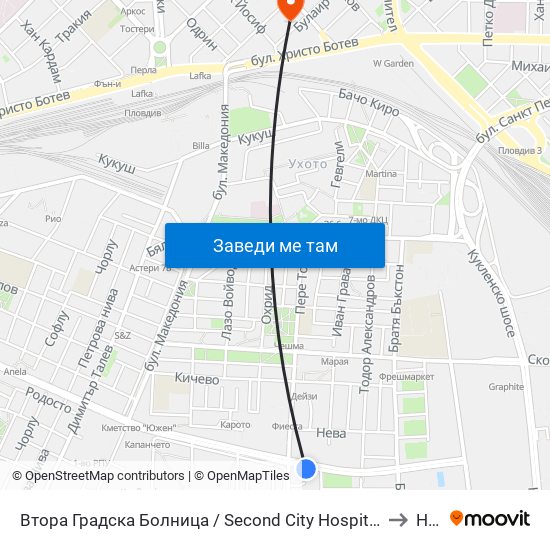 Втора Градска Болница / Second City Hospital (61) to Нбу map
