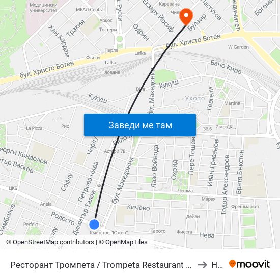 Ресторант Тромпета / Trompeta Restaurant (326) to Нбу map