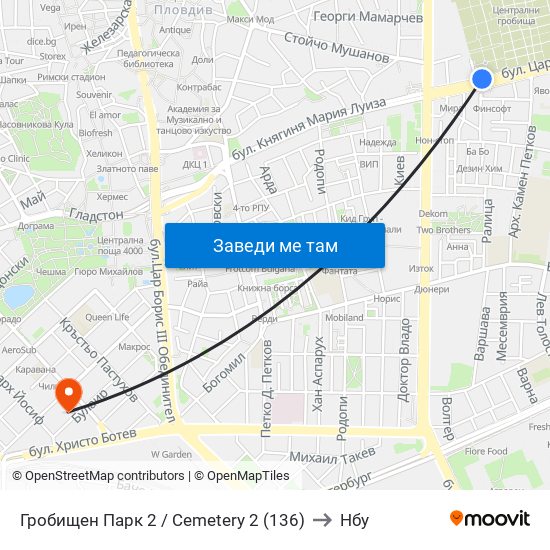 Гробищен Парк 2 / Cemetery 2 (136) to Нбу map