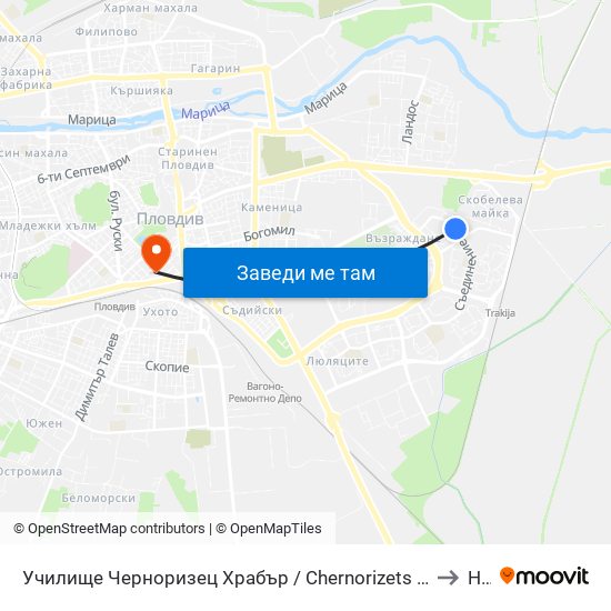 Училище Черноризец Храбър / Chernorizets Hrabar School (333) to Нбу map