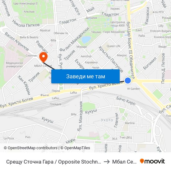 Срещу Сточна Гара / Opposite Stochna Gara (14) to Мбал Central map