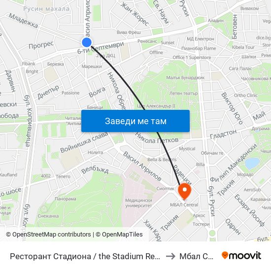 Ресторант Стадиона / the Stadium Restaurant (383) to Мбал Central map