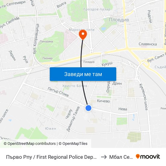Първо Рпу / First Regional Police Department (60) to Мбал Central map