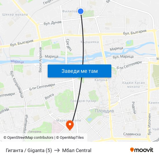 Гиганта / Giganta (5) to Мбал Central map