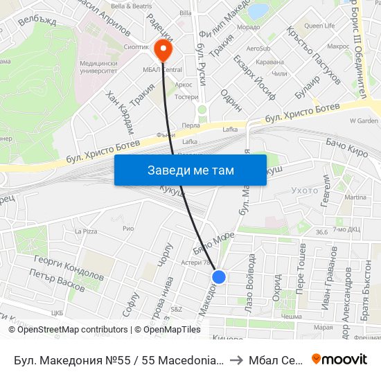 Бул. Македония №55 / 55 Macedonia Blvd. (41) to Мбал Central map