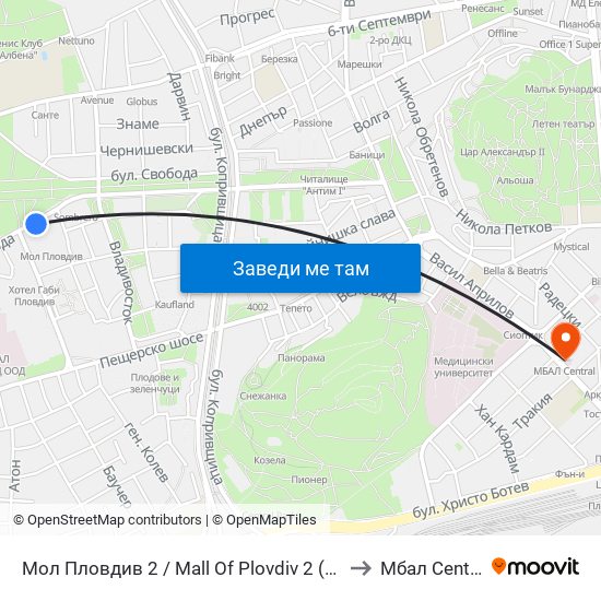 Мол Пловдив 2 / Mall Of Plovdiv 2 (316) to Мбал Central map