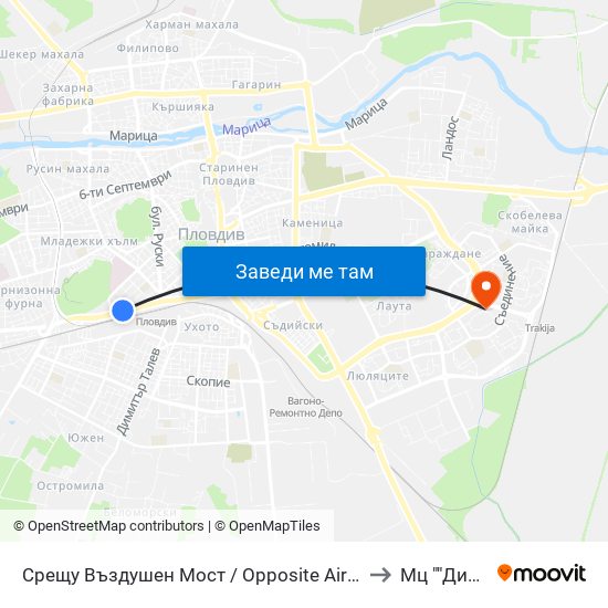 Срещу Въздушен Мост / Opposite Air Bridge (189) to Мц ""Димед"" map