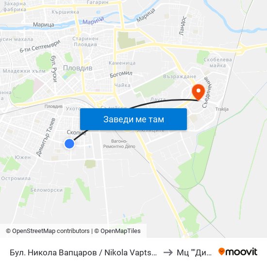 Бул. Никола Вапцаров / Nikola Vaptsarov Blvd. (68) to Мц ""Димед"" map