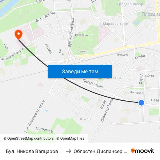 Бул. Никола Вапцаров / Nikola Vaptsarov Blvd. (68) to Областен Диспансер За Психични Заболявания map