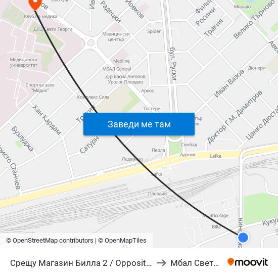 Срещу Магазин Билла 2 / Opposite Billa Store 2 (42) to Мбал Свети Георги map