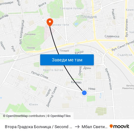 Втора Градска Болница / Second City Hospital (61) to Мбал Свети Георги map