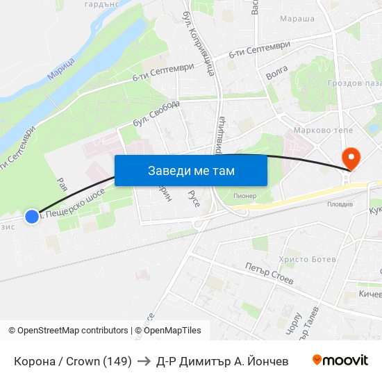 Корона / Crown (149) to Д-Р Димитър А. Йончев map