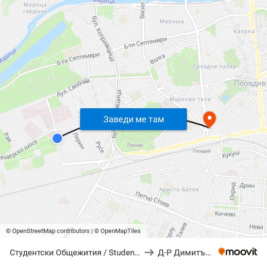 Студентски Общежития / Student Accommodation (389) to Д-Р Димитър А. Йончев map