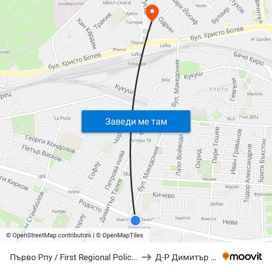 Първо Рпу / First Regional Police Department (60) to Д-Р Димитър А. Йончев map