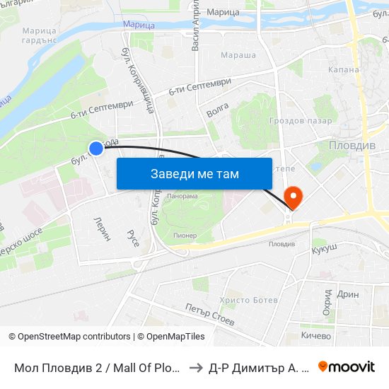 Мол Пловдив 2 / Mall Of Plovdiv 2 (316) to Д-Р Димитър А. Йончев map