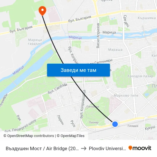 Въздушен Мост / Air Bridge (204) to Plovdiv University map