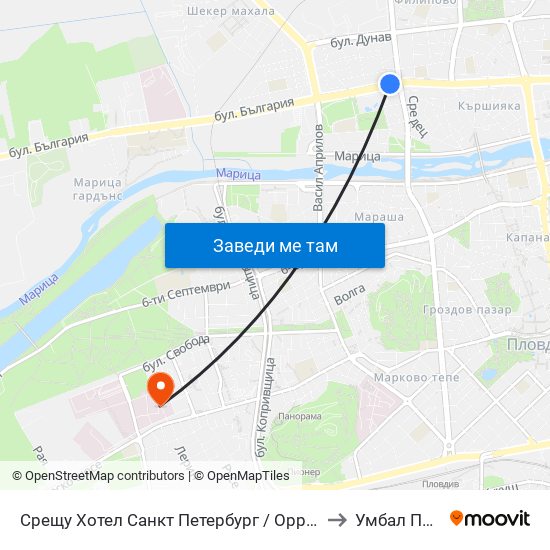 Срещу Хотел Санкт Петербург / Opposite Saint Petersburg Hotel (91) to Умбал Пълмед Оод map