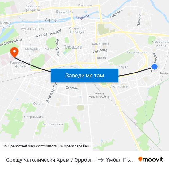 Срещу Католически Храм / Opposite Catholic Church (111) to Умбал Пълмед Оод map