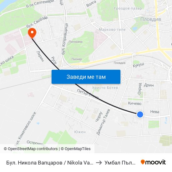 Бул. Никола Вапцаров / Nikola Vaptsarov Blvd. (68) to Умбал Пълмед Оод map