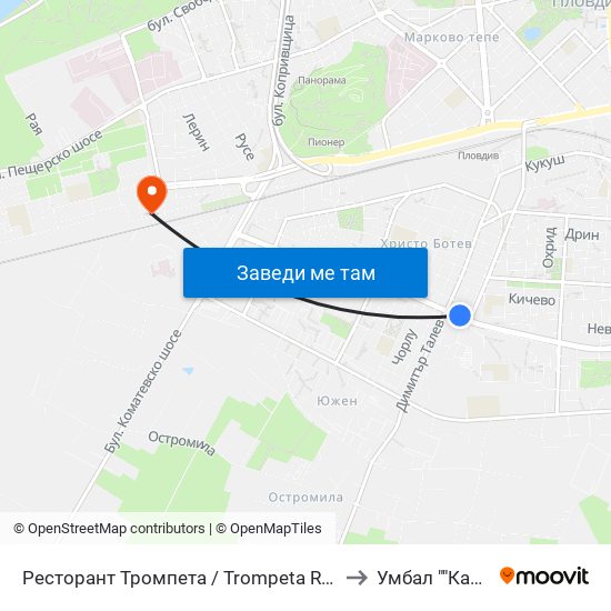 Ресторант Тромпета / Trompeta Restaurant (326) to Умбал ""Каспела"" map