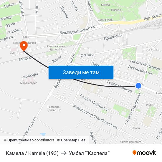 Камела / Kamela (193) to Умбал ""Каспела"" map