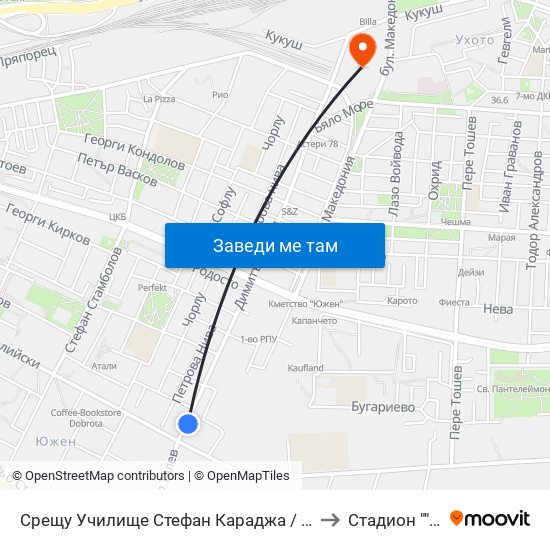 Срещу Училище Стефан Караджа / Opposite Stefan Karadzha School (38) to Стадион ""Тодор Диев"" map