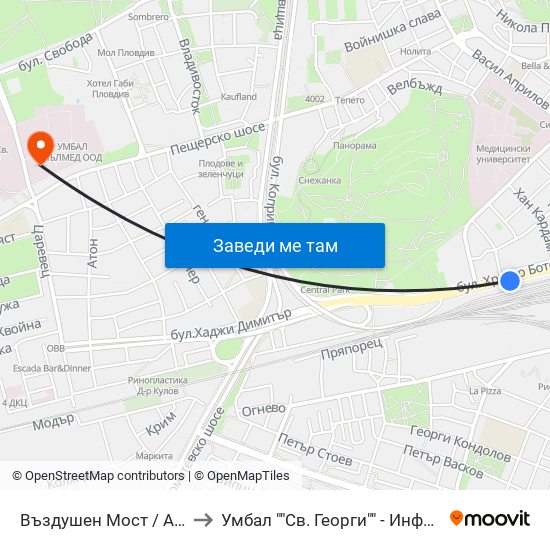 Въздушен Мост / Air Bridge (204) to Умбал ""Св. Георги"" - Инфекциозна Клиника map